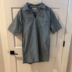 LOFT Women's Casual Blue Button Down Shirt Dress